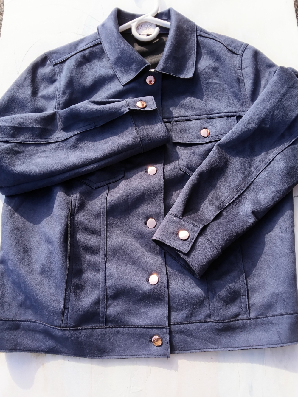 Navy Button-Front Blazer Jacket, By Jaclyn Smith